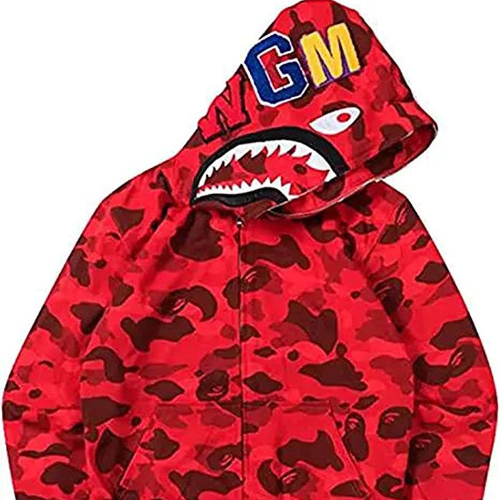 Hoodie Couples Camo Shark Jackets Sweatershirt Full Zipper
